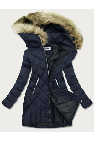 Tmavě modrá dámská prošívaná zimní bunda (lf808)