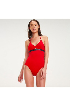 Tommy Hilfiger Plavky Cutout One-Piece Červené