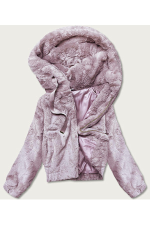 Krátká růžová dámská kožešinová bunda (B8050-81)