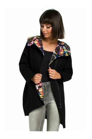 B091 Mikina na zip Oversized - černá