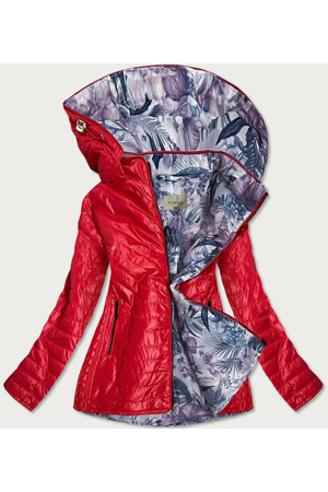 Červená dámská bunda s ozdobnou podšívkou (MM21)