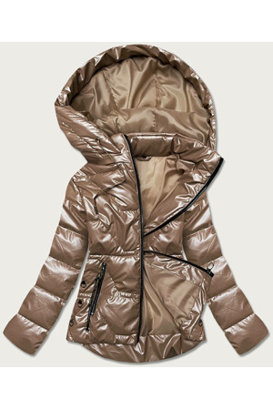 Světle hnědá dámská metalická bunda (B8008-46)