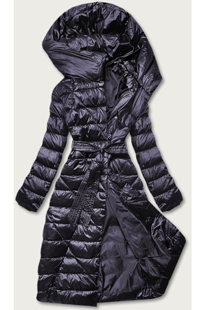 Tmavě fialová dámská bunda s páskem pro zavazování (AG1-J9069B)