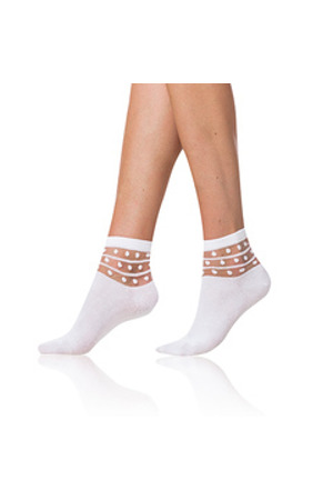 Dámské ponožky s ozdobným lemem TRENDY COTTON SOCKS - BELLINDA - bílá
