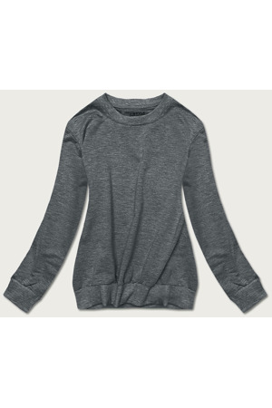 Tmavě šedá tenká dámská tepláková mikina se stahovacími lemy (68W05-5)