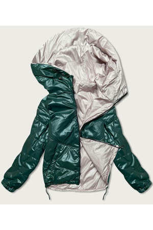 Zelená/béžová dámská oboustranná bunda (BH-2204BIG)