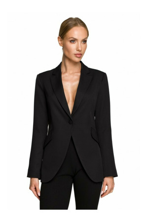 M701 Sako s jedním knoflíkem a asymetrickými kapsami - černé