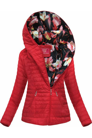 Červená bunda s asymetrickým zipem (DL015)