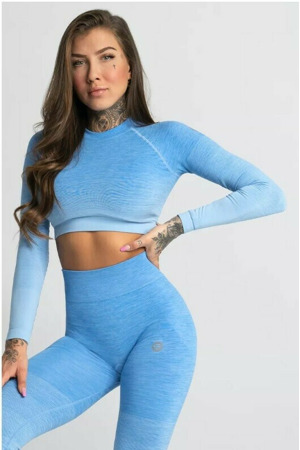 Dámský Crop-Top s dlouhým rukávem Ombre - Gym Glamour