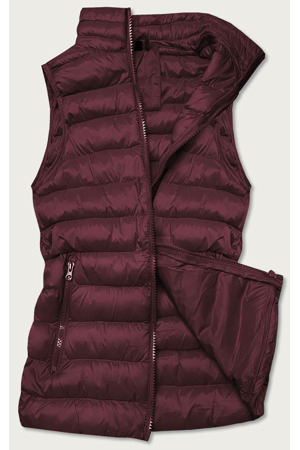 Krátká dámská prošívaná vesta v bordó barvě (23077-1)