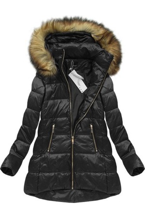 Černá dámská zimní bunda s přírodní vycpávkou (8070)