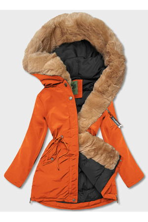 Oranžová dámská zimní bunda parka (CAN-588)