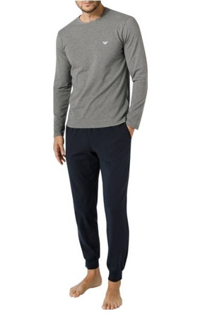 Pánské pyžamo 111789 2F720 12149 šedá/tm.modrá - Emporio Armani