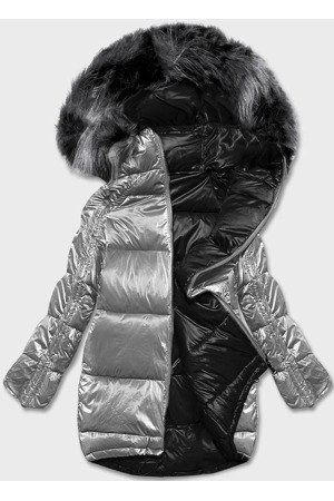 Šedo-černá oboustranná oversize bunda (h-1088-61)