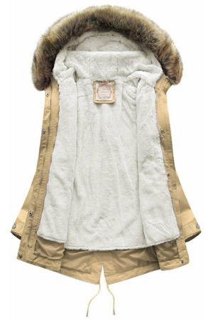 Béžová bunda parka s kapucí a s odepínací podšívkou (7619big)