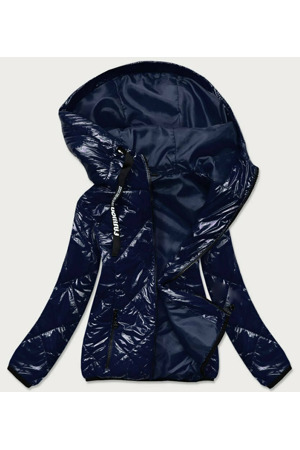 Tmavě modrá prošívaná bunda s kapucí (BR9776)