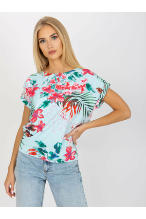 Dámská halenka WN BZ 4008-3.80 Světle modrá s květy - RUE PARIS