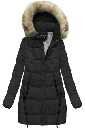 Černá dámská zimní bunda s kapucí (MH-5565)