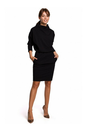 B175 Šaty s kimonovými rukávy - černé