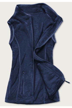 Tmavě modrá plyšová dámská vesta (HH003-50)