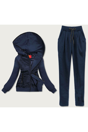 Tmavě modrý dámský dres z různých spojených materiálů (AMG683/1)