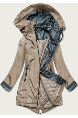 Béžová dámská bunda s ozdobnými manžetami (br8079-46)