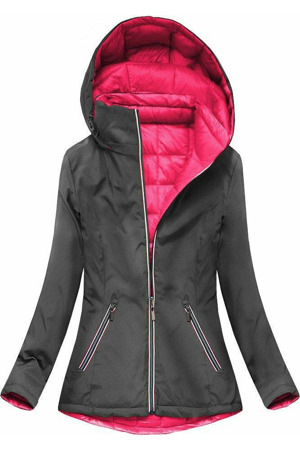 Šedo-amarantová oboustranná bunda pro přechodné období (7699)