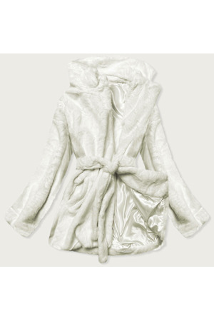 Bílá dámská bunda - kožíšek s límcem (GSQ2166)