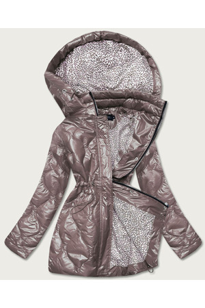 Dámská bunda v barvě cappucino s ozdobnou podšívkou (BH2182)