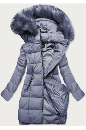 Dámská zimní prošívaná bunda ve vřesové barvě s kapucí (7702)