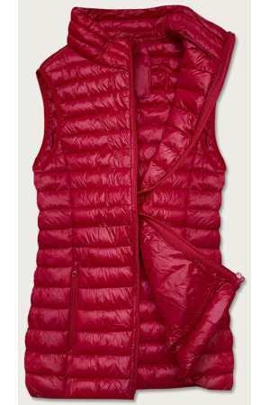Krátká prošívaná dámská vesta v bordó barvě (5M702-6)