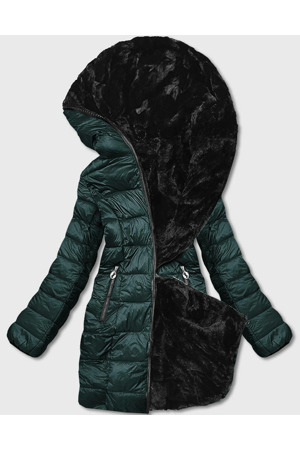 Zelená oboustranná dámská bunda - kožíšek (b8053-10)