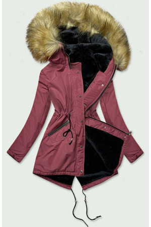 Růžová dámská zimní bunda typu parka (b2628)