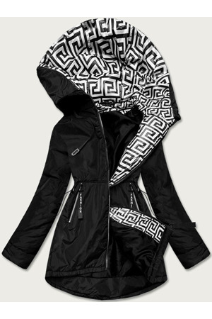 Černo-bílá dámská bunda pro přechodné období (B8037-1026)