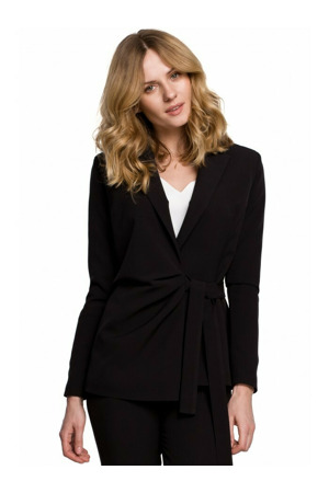 K056 Sako s páskem na zavazování - černé