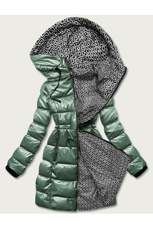 Zelená oboustranná dámská metalická bunda (b8070-10)