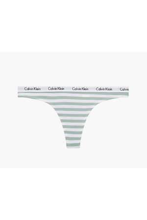 Dámská tanga D1617E 5XD bílá/zelená - Calvin Klein