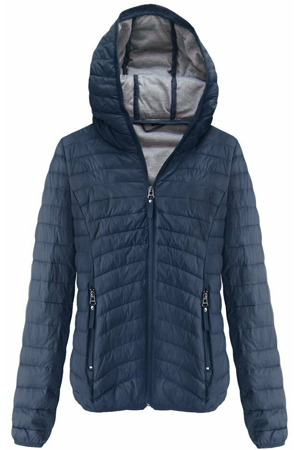 Tmavě modrá prošívaná bunda s kapucí (B1078-30)