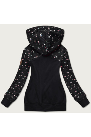 Černá dámská mikina s květinkami (AMG828)