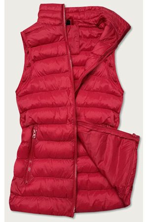 Tmavě červená krátká dámská prošívaná vesta (23077-275)