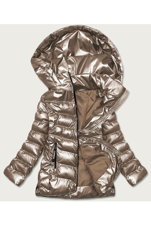 Prošívaná bunda v kakaové barvě pro přechodné období (BR9790-12)