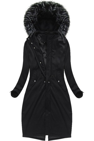 Černá dámská zimní bunda s přírodní vycpávkou (7085/1)