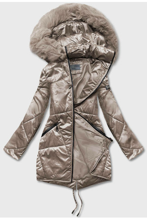 Béžová dámská bunda pro přechodné období s kapucí (b8091-12)