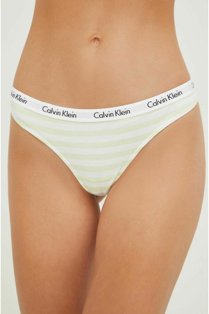 Dámská tanga D1617E 5XE bílá/žlutá - Calvin Klein