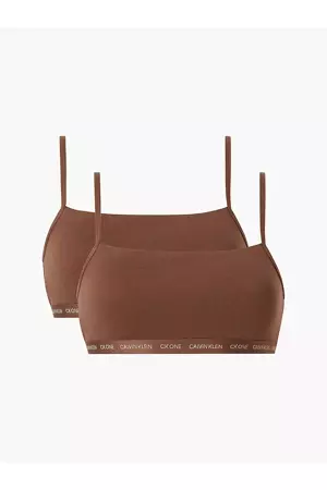 Dámská bralettka 2 pack 000QF6040E - W5K - Hnědá - Calvin Klein