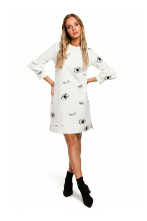 Potištěné šaty v áčku s volánovými rukávy M445 - Moe