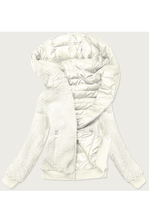 Oboustranná bílá dámská bunda "beránek" (H-989-82)