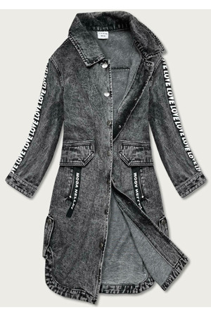 Volná černá dámská džínová bunda/přehoz přes oblečení (POP7017-K)