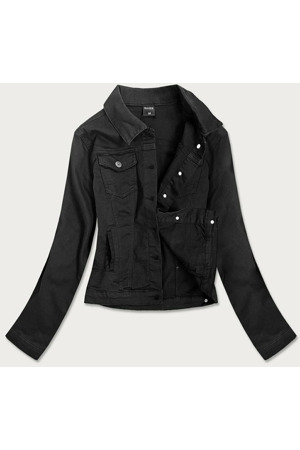 Jednoduchá černá dámská džínová bunda s kapsami (SA40)