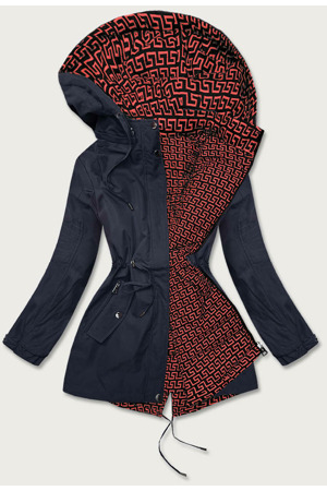 Tmavě modro-červená dámská bunda parka 2 v 1 (W702BIG)